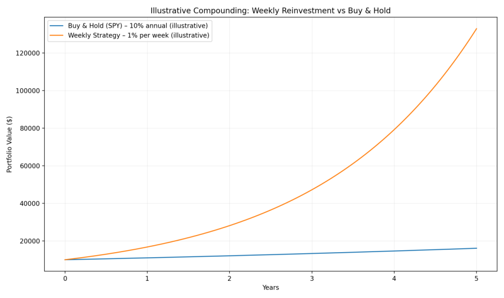 Chart showing compounding vs SPY