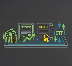 Illustration of stock certificates and money